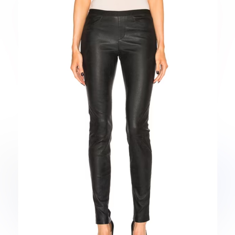 Helmut Lang Lambskin Leather Leggings Black Size 6